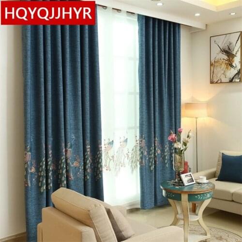 2016 Chinese characteristics luxury embroidery peacock map shade curtains for living Room sheer curtains for kitchen /Bedroom