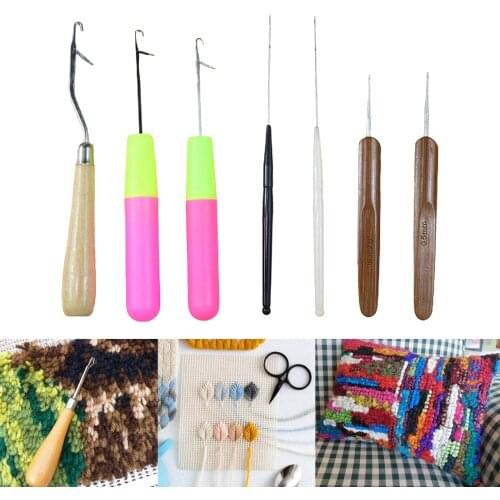 7Pcs Durable Latch Hook Kit Crochet Needle for Hair Dreadlocks Hook Tool DIY Embroidery Cross Stitch Sewing Crafts Supplies