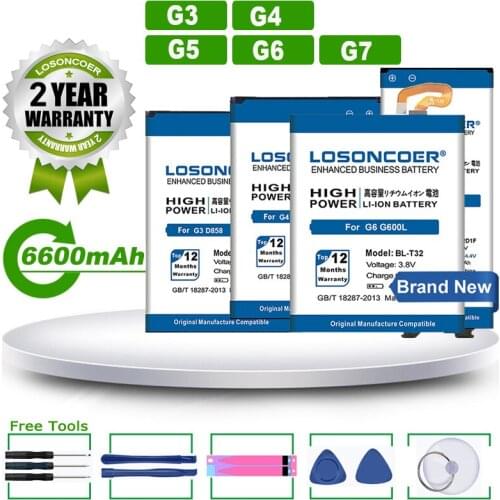LOSONCOER Battery 6600mAh BL-42D1F BL-51YF BL-T32 BL-T39 BL-53YH For LG G3 G4 G5 G6 G7 D858 D855/H811 H810/H850 H840 H830