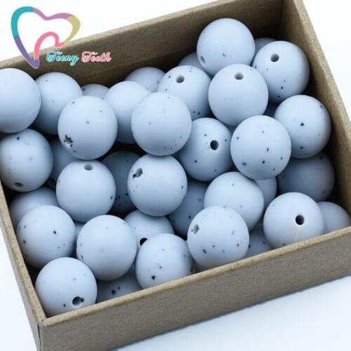 20 PCS Gritty Glacier Gray Silicone Beads Round 12-15MM Silicone Baby Teething Beads Food Grade Nursing Chew Silicone Ball Beads