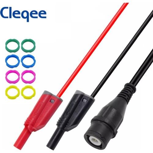Cleqee P1204 BNC male plug to 4mm Safety Stacking Banana plug Coaxial Cable Oscilloscope Test Lead 120CM