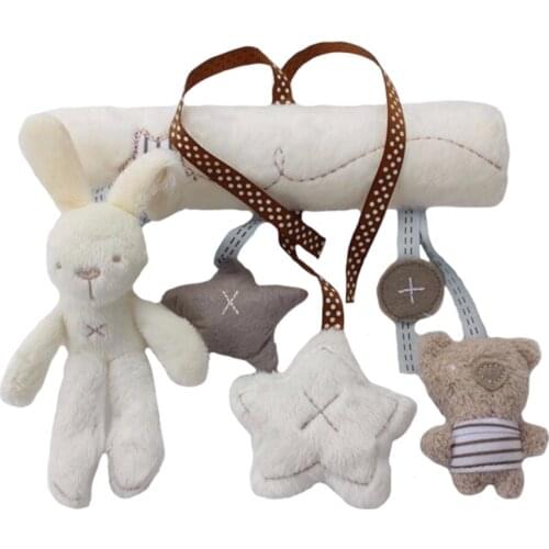 Rabbit baby hanging bed safety seat plush toy Hand Bell Multifunctional Plush Toy Stroller Mobile Gifts