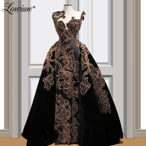Elegant Black Women Evening Dress Gold Glitter Sleeveless Formal Party Dress Custom Made Turkish Dubai Kaftans 2020 New Arrival