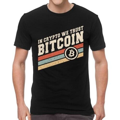 Vintage Style Bitcoin T Shirts Men Short Sleeve Cotton T-shirts Retro in Crypto We Trust BTC Tees Top Harajuku Tshirt Gift Idea
