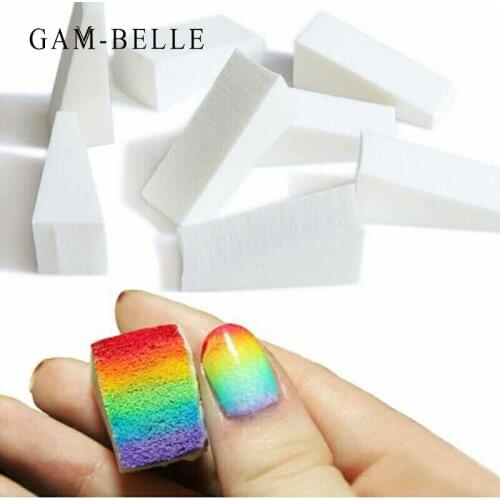 GAM-BELLE 50 Pcs Sponges Nail Stamper Gradient Rainbow Nail Polish Tools Painting Image Sponge Stamper Foam Nail Accessories