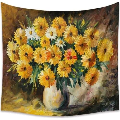 Daisy Print Tapestries Wall Hanging Sunflower Tapestry Decorative Blanket Fabric Bedroom Home Decor