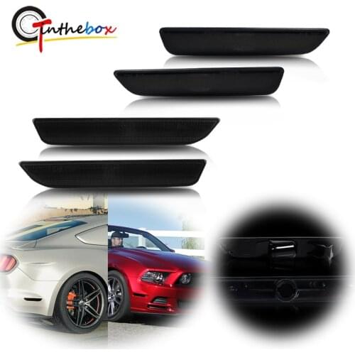 Gtinthebox 4PCS Smoked Lens Car Front & Rear Side Fender Marker Light Shell Housings For 2010-2014 Ford Mustang, No Bulb/Socket