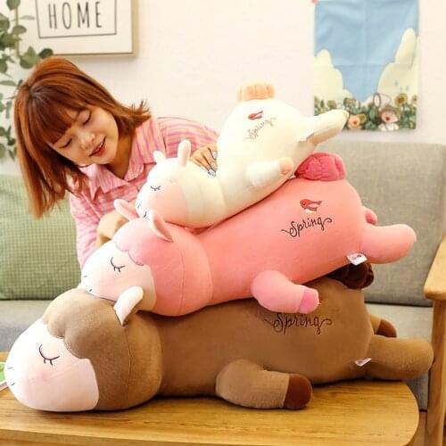 50-100CM Lovely Long Multicolor Alpaca Doll Animal Stuffed Plush Toy Interior Decoration Adult Childrens Birthday Gift