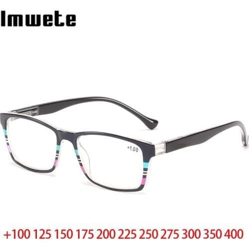 Imwete Reading Glasses Men Women Square Glasses Frame High-definition Presbyopic Hyperopia Eyeglasses +100 125 175 225 275 300