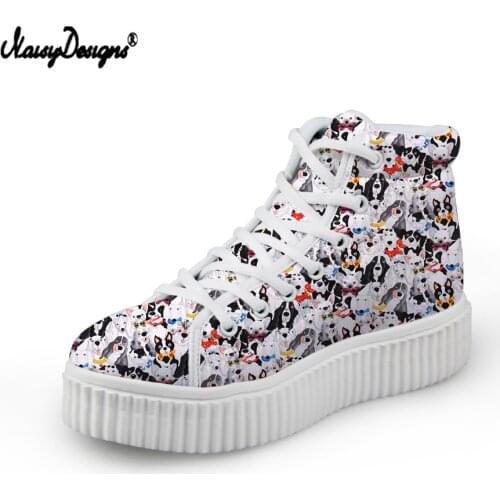 Noisydesigns Casual Canvas Women shoes Sneakers Teen Girl Ankle Boots Cute Dog Printing Fashion Female Heightened High-top Flats
