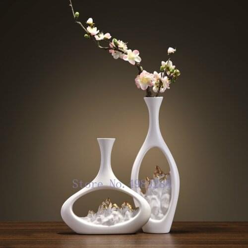 Chinese Style Retro Vase Cutout Mountain Handmade Golden Vase Flower Arrangement Living Room Table Decoration Flower Vases