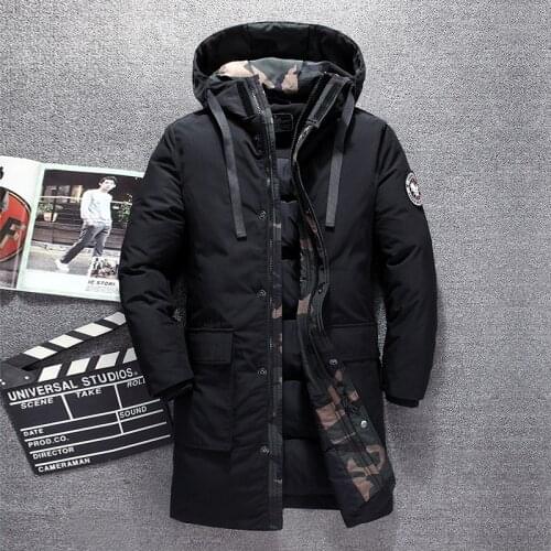 Winter Long Duck Down Jacket Men Brand Tace & Shark Camouflage Thick Mens Down Jacket Warm Windbreaker Long Coat for Men