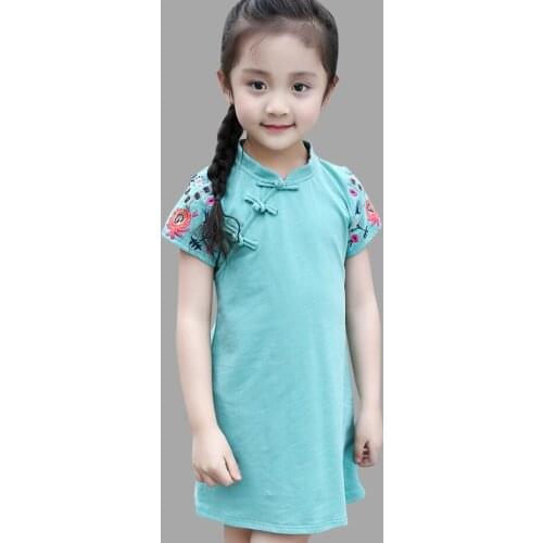 Summer Dresses For Girls Cotton Children Clothes Flower Embroidery Girls Dress Teenage Kids Girls Dresses Baby Clothes