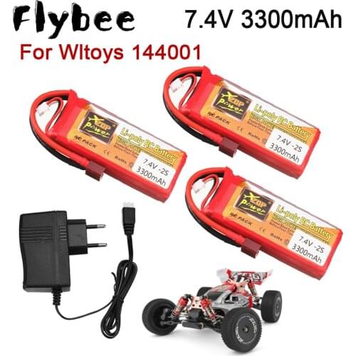 7.4V 3300mah Lipo Battery for Wltoys 1:14 144001 RC Car toys Parts Battery for Wltoys 144001 7.4V RC Car Battery And Charger Set
