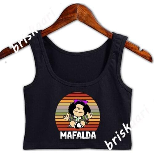 Mafalda Retro Suns Crop Top Women Tops Funny Casual S-XXL Designing Graphic Summer Style Unique Girls Vest
