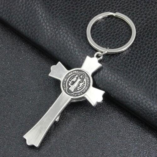 Crucifix Jesus Christ Religion Metal Key Chain Ring Holder Pendant Decor Gift Key ring Key Chain Ring Cover Holder Trinket