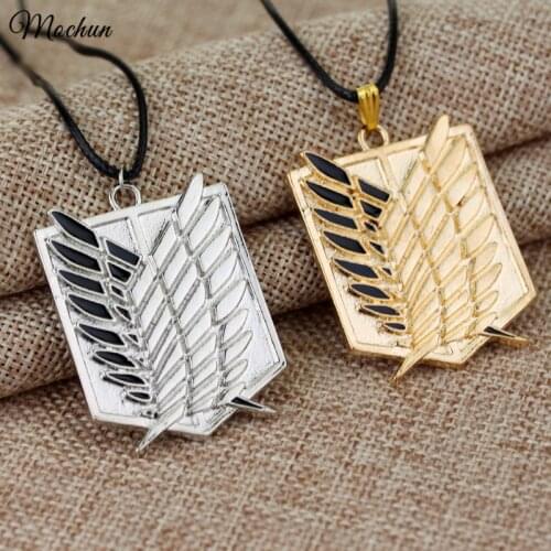MQCHUN Metal Anime Attack on Titan Wings of Liberty Pendant Choker Necklace Shingeki No Kyojin Cosplay Necklace Survey Corps