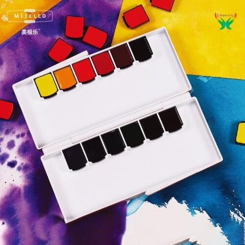 Mijello Gold Silver Watercolor Korean original 12/24 color solid watercolor set tube fitting easy to carry pigments for student