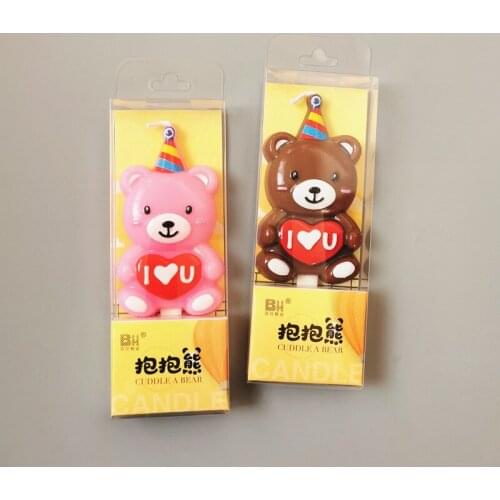 10pcs Birthday candles cute cartoon hug bear childrens party mini bear candles Valentines Day atmosphere decoration