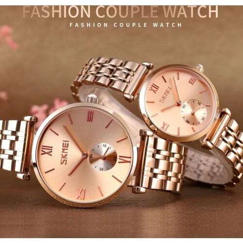 Fashion Quartz Men Women Watch Watches Luxury Waterproof Stainless Steel Band Women Quartz Wristwatch Reloj mujer SKMEI