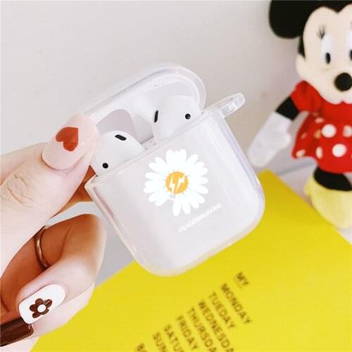 Fashion Peaceminusone Fragment Flower Daisy Earphone Case for Airpods 2 1 Korean Transparent Soft TPU Clear Cover
