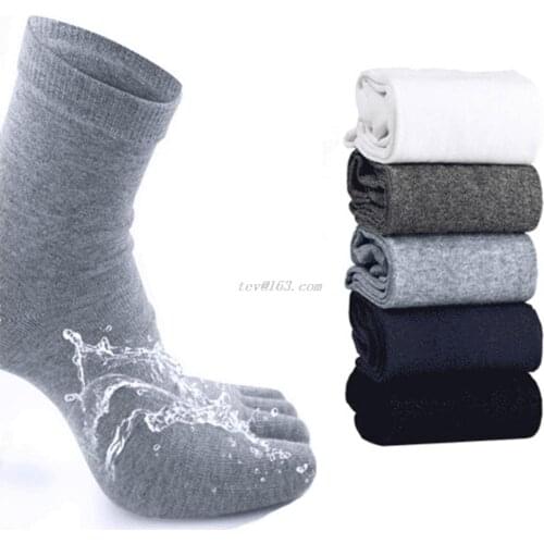 Mens Five Fingers Soft Polyester Cotton Ankle Toe Socks Solid Color Breathable