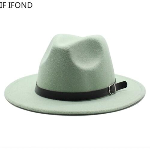 Wide Brim Fedora Hat 2021 Winter Autumn Warm and Comfortable Women Men Wool Felt Hats Jazz Church Sombrero Cap Large Size 60CM