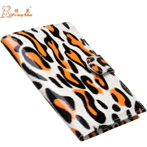 Smooth leopard print buckled card PU leather soft Passport Cover Credit Card Holder PU Leather Passport Holder with Traveling