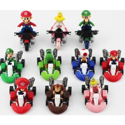 10 Pieces/batch of The Latest Super Mario Cartoon, Very Fun Pull Back Toy Car, Mushroom Movable Doll Model Toy, Childrens Gift
