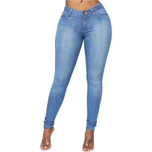 2020 New Blue Jeans Pancil Pants Women High Waist Slim Hole Ripped Denim Jeans Casual Stretch Trousers Jeans For Women#3