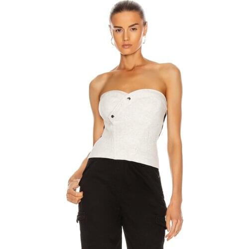 2021 summer new style high quality cotton fashion tube top T-shirt womens cocktail dress button design irregular bottoming vest