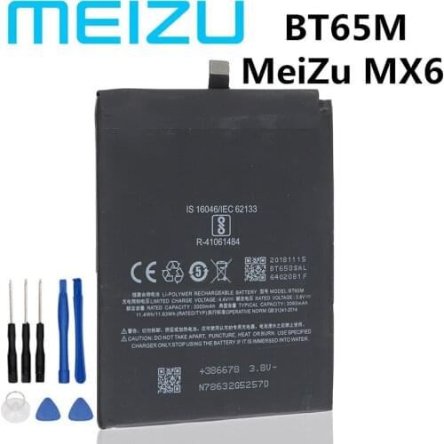 NEW Original MEIZU BT65M Battery For MEIZU MX6 M685U/M685Q/M685C Mobile Phone + Gift Tools