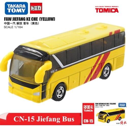 Original Tomy Mini Cn-15 Chinese JIEFANG Bus 1:164 Collectibles Car Model Kit Birthday Toys for Children Boys 457237CN
