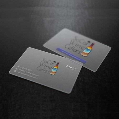 Custom transparent pvc business card printing office supplies plastic ID One-sided print visit waterproof round corners cards