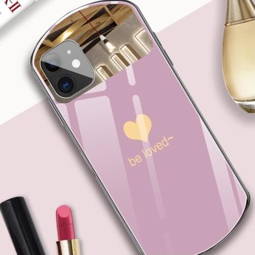 Luxury Cute Oval Heart-shaped Tempered Glass Phone Case For iPhone 12 11 Pro Max XSmax XR X SE 8 7 6 Plus Mirror Silicone Funda