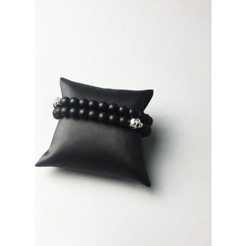 Handmade Black Matte Obsidian Skeleton Beads Necklace European Cool Men Brand new fashion Jewelry Sporty Untuk Wanita Bijoux 8MM