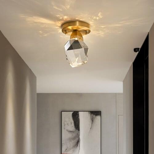 SAROK Crystal Ceiling Lights LED Copper Aisle Lamp Modern Nordic Decorative For Home Porch Balcony