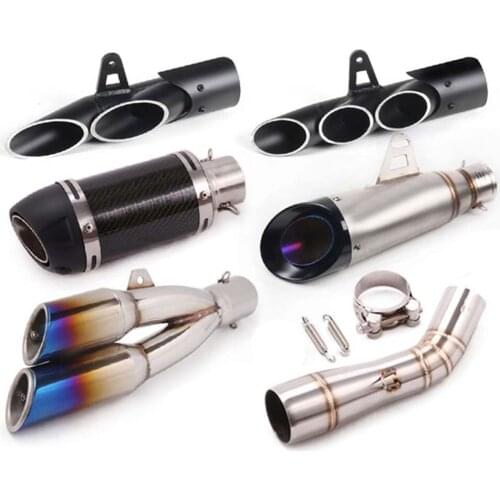 Exhaust Pipe System Motorcycle Benelli 502C Modified Mufflers And Middle Link Pipe Carbon Fiber Tip Inlet 51mm Universal Slip on