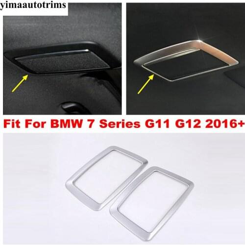 Rear Makeup Mirror Light Lamp Frame Decoration Cover Trim ABS Matte Accessories Interior For BMW 7 Series G11 G12 2016 - 2020