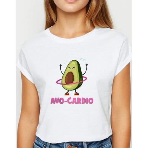New T shirt Women Avocado Hula Hoop vestidos Tshirt Harajuku Spring Summer Top Tee Easy Matching Popular O-Collar T-shirts