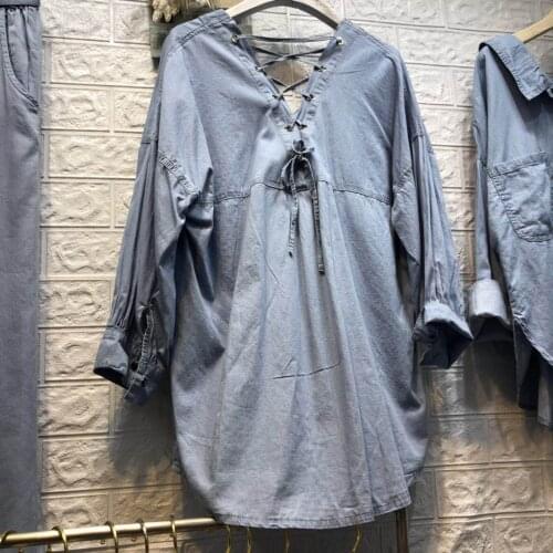 Vadim Sale Regular Casual Broadcloth Full Hollow Out Solid 2019 Womens New Shirt Back V-neck Straps Simple Tiansi Women