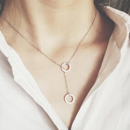 New Arrivals 925 Sterling Silver geometry Double Circle Necklaces Pendant Hot Sale Pure Silver Jewelry for Women