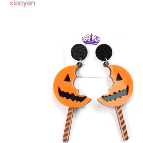 1pair)Acrylic Halloween Sticker Earrings Holiday Earrings Trick Or Treat Sticker Dangle Earrings