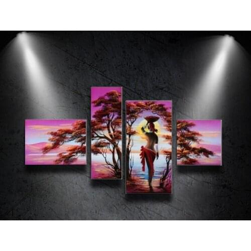 100%Hand Painted Forest Sunshine Landscape painting Abstract Oil Painting on Canvas Art Wall Home Decoration 4pcs/set