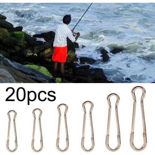 20Pcs Stainless Steel Bass Carp Fishing Snap Swivel Hook Connector Lures Clips Fishing Tool Accessories