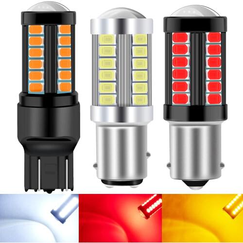 2X P21W led BAY15D PY21W BAU15S BA15S White red yellow Car LED Bulb P21/5W Turn Signal 1157 1156 6000K W21/5W 7443 3157 p27/7w