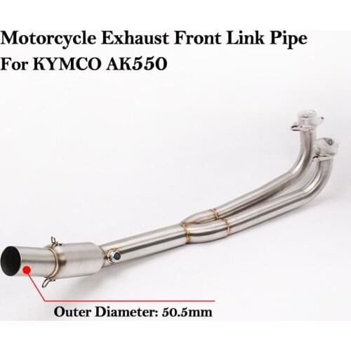50.5MM Slip On Motorcycle Exhaust Modified Stainless Steel Escape Moto Front Link Pipe For KYMCO AK550 AK 550 Bike Scooter Tube
