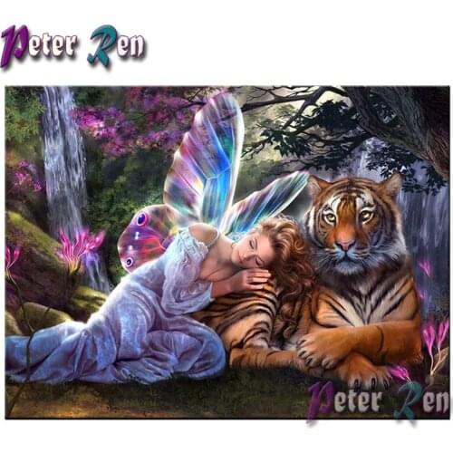 5d Butterfly Fairy and Tiger Diamond Painting Embroidery DIY full Square/round Mosaic Picture Rhinestone Handmade girl gift