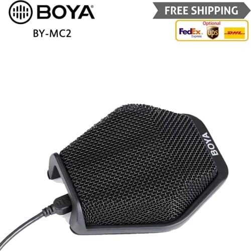 BOYA BY-MC2 Super-cardioid Condenser Conference Microphone with 3.5mm Audio Jack & 5V USB Interface for Conference Room