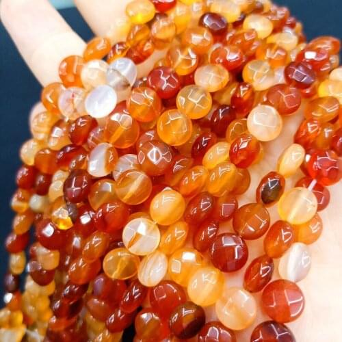 8mm Natural Red Cut Bead Round Flat Loose Beads Used In Fashion Jewelry Making DIY Handmade Necklace Bracelet Accessories 39cm